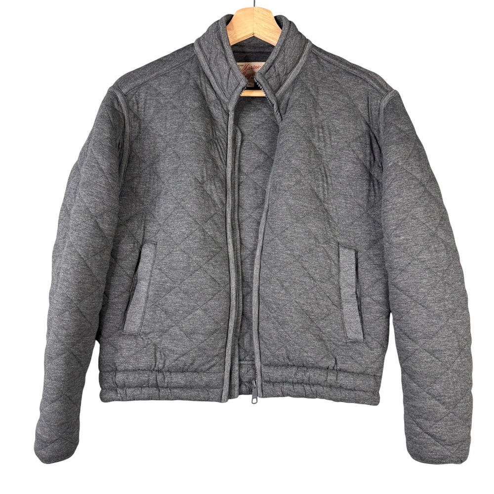 Marine Layer Gray Quilted Bomber Jacket Mock Neck Full Zip Small 18677